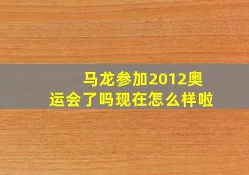 马龙参加2012奥运会了吗现在怎么样啦