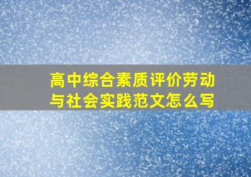 高中综合素质评价劳动与社会实践范文怎么写