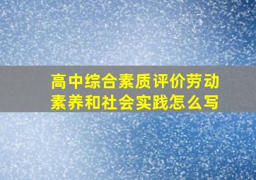 高中综合素质评价劳动素养和社会实践怎么写