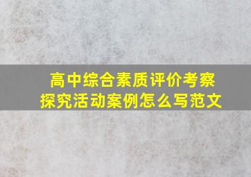 高中综合素质评价考察探究活动案例怎么写范文