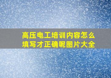 高压电工培训内容怎么填写才正确呢图片大全