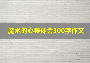 魔术的心得体会300字作文