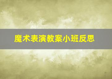 魔术表演教案小班反思