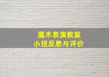 魔术表演教案小班反思与评价