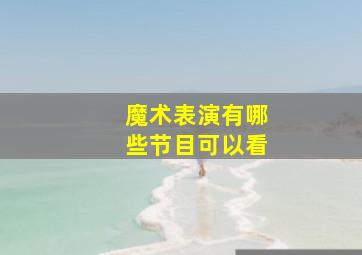 魔术表演有哪些节目可以看