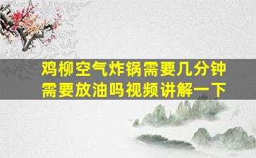 鸡柳空气炸锅需要几分钟需要放油吗视频讲解一下