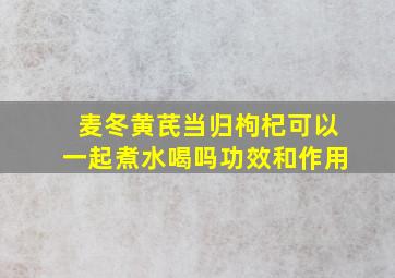 麦冬黄芪当归枸杞可以一起煮水喝吗功效和作用