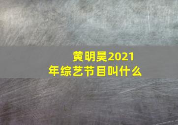 黄明昊2021年综艺节目叫什么