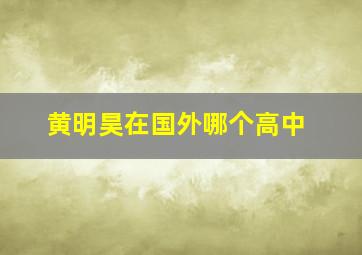 黄明昊在国外哪个高中