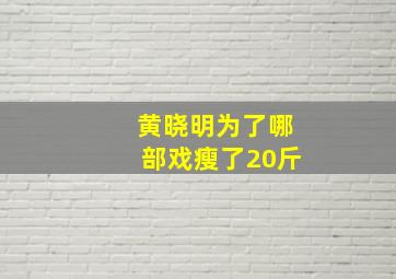 黄晓明为了哪部戏瘦了20斤