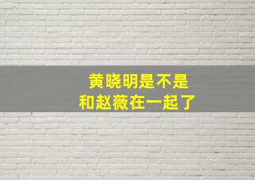 黄晓明是不是和赵薇在一起了