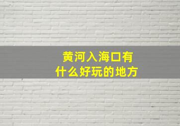 黄河入海口有什么好玩的地方