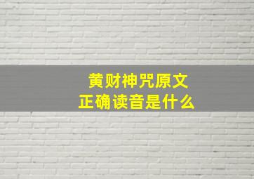 黄财神咒原文正确读音是什么