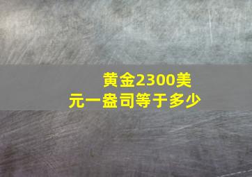 黄金2300美元一盎司等于多少