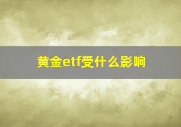 黄金etf受什么影响