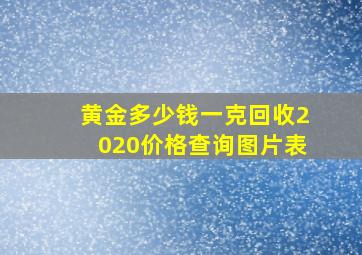 黄金多少钱一克回收2020价格查询图片表