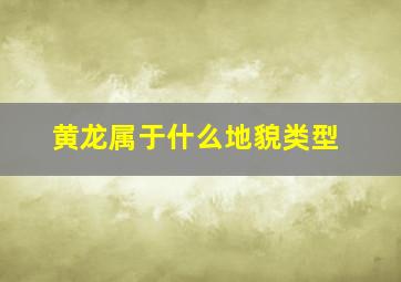 黄龙属于什么地貌类型