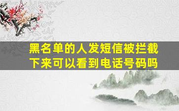 黑名单的人发短信被拦截下来可以看到电话号码吗