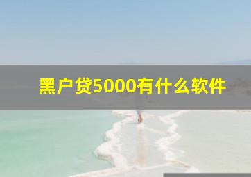 黑户贷5000有什么软件