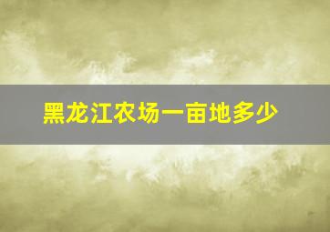 黑龙江农场一亩地多少