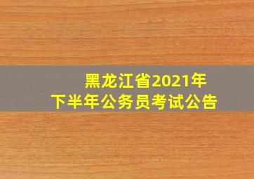 黑龙江省2021年下半年公务员考试公告