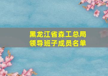 黑龙江省森工总局领导班子成员名单