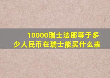 10000瑞士法郎等于多少人民币在瑞士能买什么表