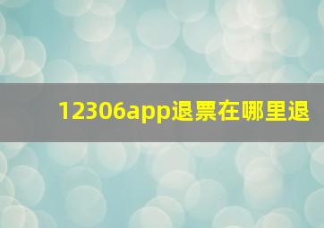 12306app退票在哪里退