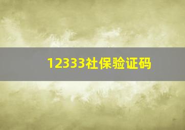 12333社保验证码