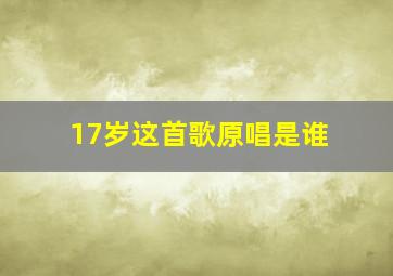 17岁这首歌原唱是谁