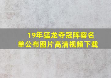 19年猛龙夺冠阵容名单公布图片高清视频下载