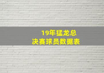 19年猛龙总决赛球员数据表