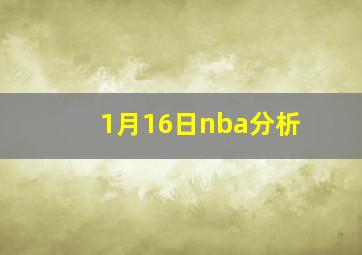 1月16日nba分析