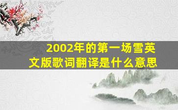 2002年的第一场雪英文版歌词翻译是什么意思