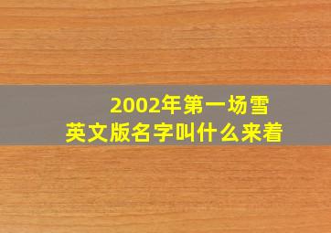 2002年第一场雪英文版名字叫什么来着