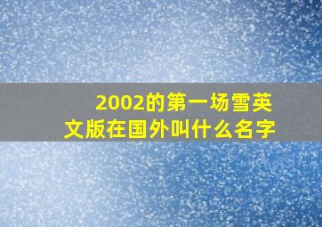 2002的第一场雪英文版在国外叫什么名字