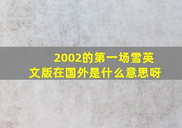 2002的第一场雪英文版在国外是什么意思呀