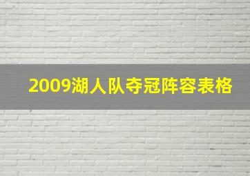 2009湖人队夺冠阵容表格