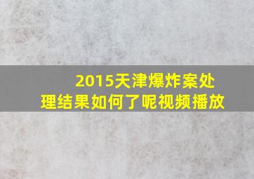 2015天津爆炸案处理结果如何了呢视频播放