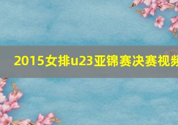 2015女排u23亚锦赛决赛视频