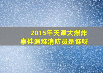 2015年天津大爆炸事件遇难消防员是谁呀