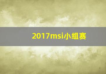 2017msi小组赛