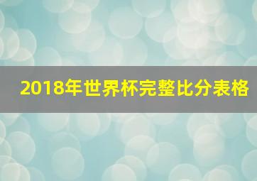 2018年世界杯完整比分表格