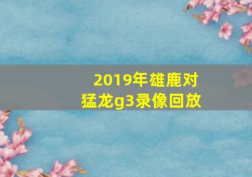 2019年雄鹿对猛龙g3录像回放