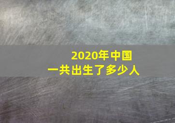 2020年中国一共出生了多少人