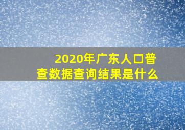 2020年广东人口普查数据查询结果是什么