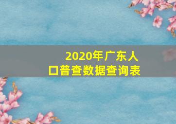 2020年广东人口普查数据查询表