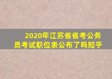 2020年江苏省省考公务员考试职位表公布了吗知乎