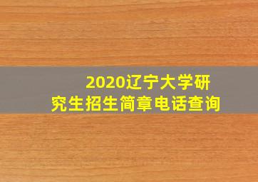 2020辽宁大学研究生招生简章电话查询