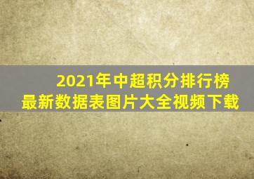 2021年中超积分排行榜最新数据表图片大全视频下载